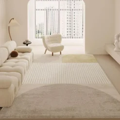 Minimalistischer Plüsch-Teppich – Weicher Teppich für modernes Dekor