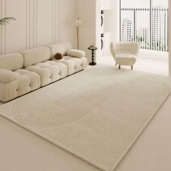 Minimalistischer Plüsch-Teppich – Weicher Teppich für modernes Dekor