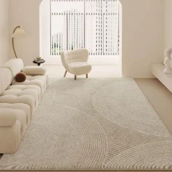 Minimalistischer Plüsch-Teppich – Weicher Teppich für modernes Dekor