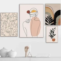 Minimalistisches abstraktes Gesicht verlässt Kunstdruck