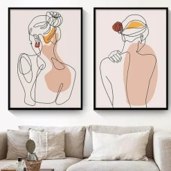 Minimalistisches abstraktes Gesicht verlässt Kunstdruck