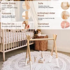 Minimalistisches Baby-Aktivitätsgymnastik-Set aus Holz – Natürlicher Spielplatz für Kleinkinder