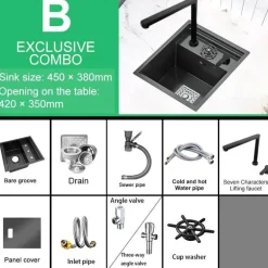 Mini-Spüle aus Edelstahl – Versteckte Tassenspüle