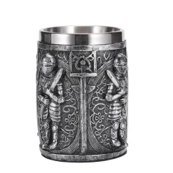 Mittelalterlicher Bierkrug – Edelstahl-Kriegerkrug für die Kneipendekoration