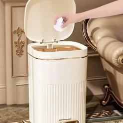 Mülleimer mit luxuriösem Deckel – Mülleimer mit großem Fassungsvermögen für Küche und Bad