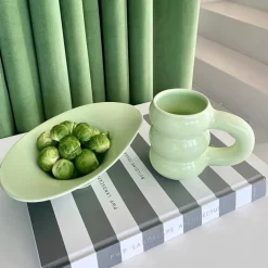 Modera Thick Ceramic Mug – Modern Ribbed Sculpted Coffee Cup