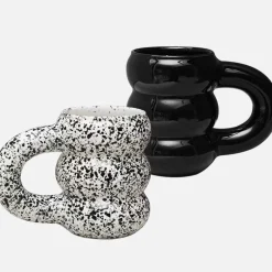 Modera Thick Ceramic Mug – Modern Ribbed Sculpted Coffee Cup