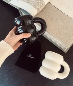 Modera Thick Ceramic Mug – Modern Ribbed Sculpted Coffee Cup