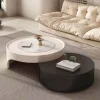 Modern Dual-Tier Round Coffee Table - Retractable Lounge Design