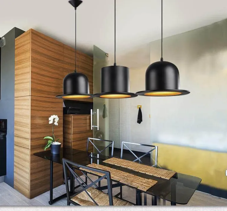 Modern Gentleman Hat Pendant Light - Unique Ceiling Fixture