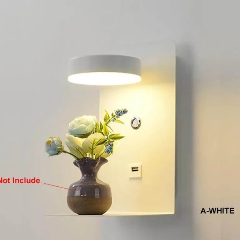 Modern LED Wall Lamp with USB Charger - Pragmatism Shelf Light