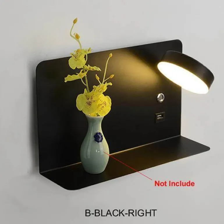 Modern LED Wall Lamp with USB Charger - Pragmatism Shelf Light