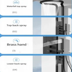 Modern Waterfall Rain Shower Set - Luxury Bathroom Shower System