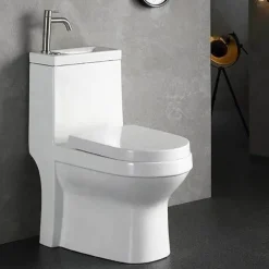 Moderne japanische Toilette mit Waschbecken – platzsparende Badezimmereinrichtung