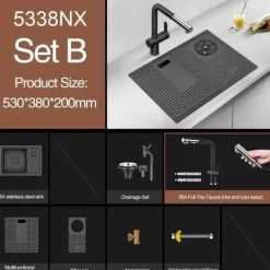 Moderne Nano Black Küchenspüle – Elegantes Design