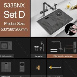 Moderne Nano Black Küchenspüle – Elegantes Design