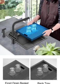 Moderne Nano Black Küchenspüle – Elegantes Design