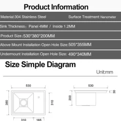 Moderne Nano Black Küchenspüle – Elegantes Design