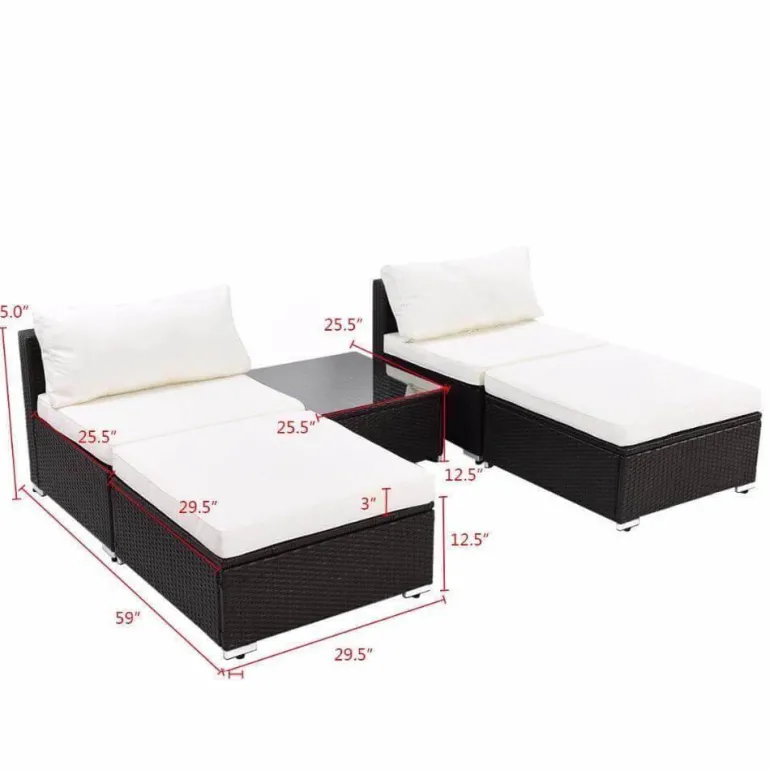 Moderne 5-teilige Terrassen-Loungemöbel