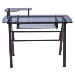 Moderner Schreibtisch mit Metallrahmen und Druckerablage – Home-Office-Arbeitsplatz