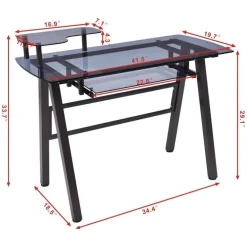 Moderner Schreibtisch mit Metallrahmen und Druckerablage – Home-Office-Arbeitsplatz