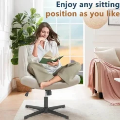 Moderner Schreibtischstuhl ohne Armlehnen – Stilvoller Bürostuhl mit gekreuzten Beinen