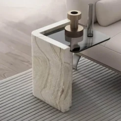 Moderner Travertin-Beistelltisch - Ophelia Design