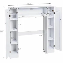 Modernes Badezimmerregal - Weißer Aufbewahrungsschrank über der Toilette mit Klapptür