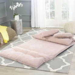 Modernes, faltbares Freizeit-Schlafsofa aus PU-Leder mit 2 Kissen