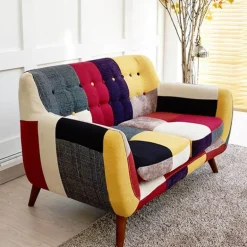 Modernes, farbenfrohes Doppelsofa – zeitgenössisches Design