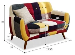 Modernes, farbenfrohes Doppelsofa – zeitgenössisches Design