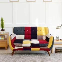 Modernes, farbenfrohes Doppelsofa – zeitgenössisches Design