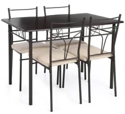 Modernes Küchentisch-Set mit Metallrahmen – 5-teiliger Esstisch mit Stühlen