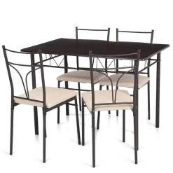 Modernes Küchentisch-Set mit Metallrahmen – 5-teiliger Esstisch mit Stühlen