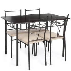 Modernes Küchentisch-Set mit Metallrahmen – 5-teiliger Esstisch mit Stühlen