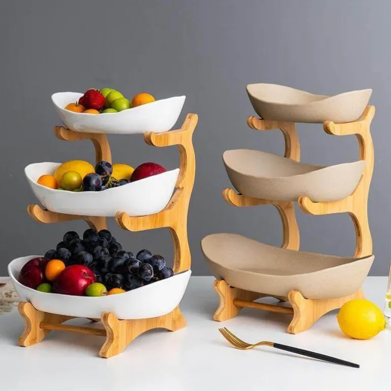 Modernes mehrschichtiges Obst-Snack-Tellerregal – elegante Servierpräsentation