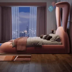 Modernes rosa Kaninchenbett – Stilvolle Haustiermöbel