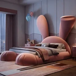 Modernes rosa Kaninchenbett – Stilvolle Haustiermöbel