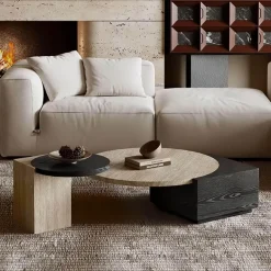 Modernes Travertin-Couchtisch-Set - Oraine Wohnzimmermöbel