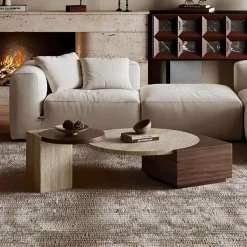 Modernes Travertin-Couchtisch-Set - Oraine Wohnzimmermöbel