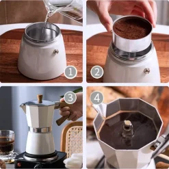 Moka Pot Espressomaschine – Herdplatten-Kaffeemaschine für 36 Tassen, für Cappuccino und Latte