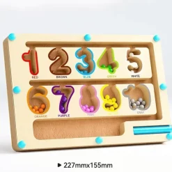 Montessori Magnetisches Farbsortierlabyrinth – Pädagogisches Perlenspiel aus Holz