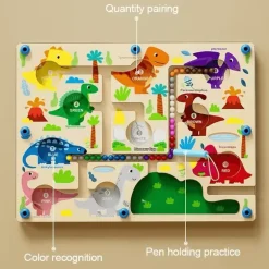 Montessori Magnetisches Farbsortierlabyrinth – Pädagogisches Perlenspiel aus Holz