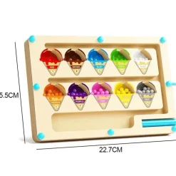 Montessori Magnetisches Farbsortierlabyrinth – Pädagogisches Perlenspiel aus Holz