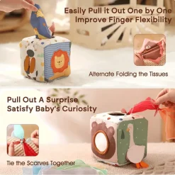 Montessori-Taschentuchbox-Spielzeug – Sensorisches und pädagogisches Spiel für Babys