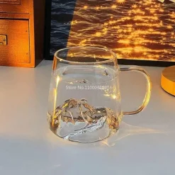 Mount Fuji Whiskybecher – 380 ml japanische Teetasse aus Glas mit Henkel