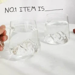 Mount Fuji Whiskybecher – 380 ml japanische Teetasse aus Glas mit Henkel