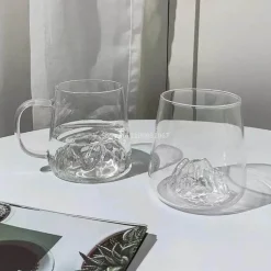 Mount Fuji Whiskybecher – 380 ml japanische Teetasse aus Glas mit Henkel