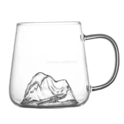 Mount Fuji Whiskybecher – 380 ml japanische Teetasse aus Glas mit Henkel