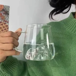 Mount Fuji Whiskybecher – 380 ml japanische Teetasse aus Glas mit Henkel